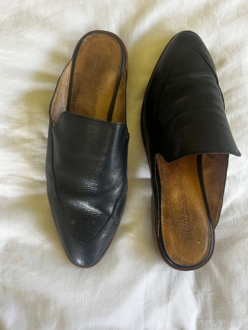 madewell frances black leather pointed toe mule slides size 8 - Picture 3 of 6